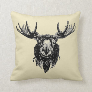 Moose head throw pillow