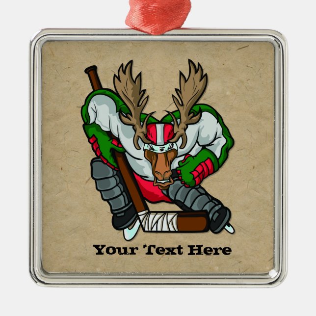 Moose Hockey Metal Ornament (Front)
