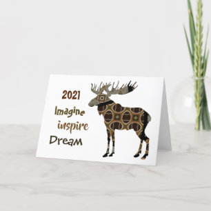 Moose Imagine Inspire Dream Folded Holiday Card