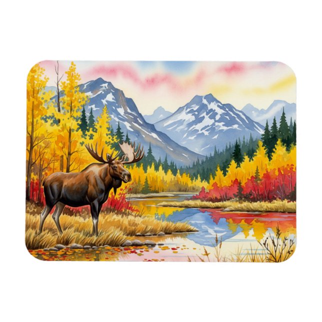 Moose in Denali National Park Alaska Vintage Magnet (Horizontal)