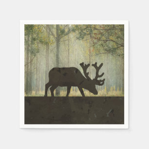 Moose in Forest Illustration Napkin