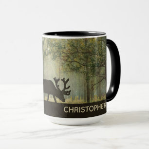 Moose in Forest Illustration Personalized Mug