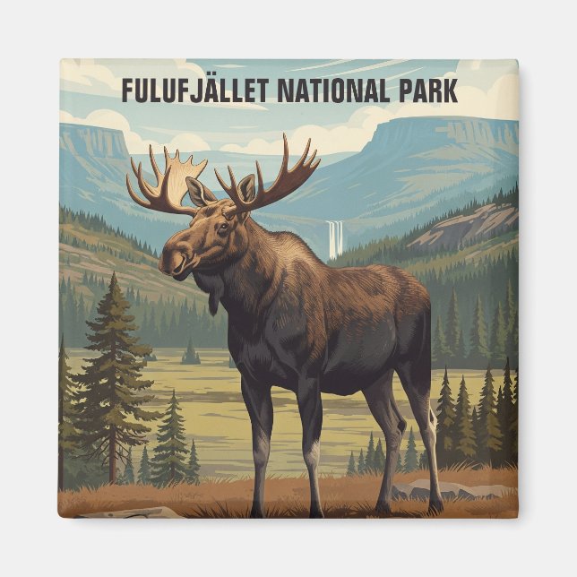 Moose in Fulufjället National Park Sweden Travel Magnet (Front)