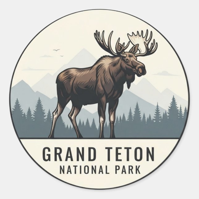 Moose in Grand Teton National Park Classic Round Sticker (Front)