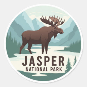 Moose in Jasper National Park Canada Travel Classic Round Sticker