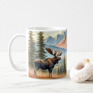 Moose in Mountainous Autumn Landscape  Coffee Mug