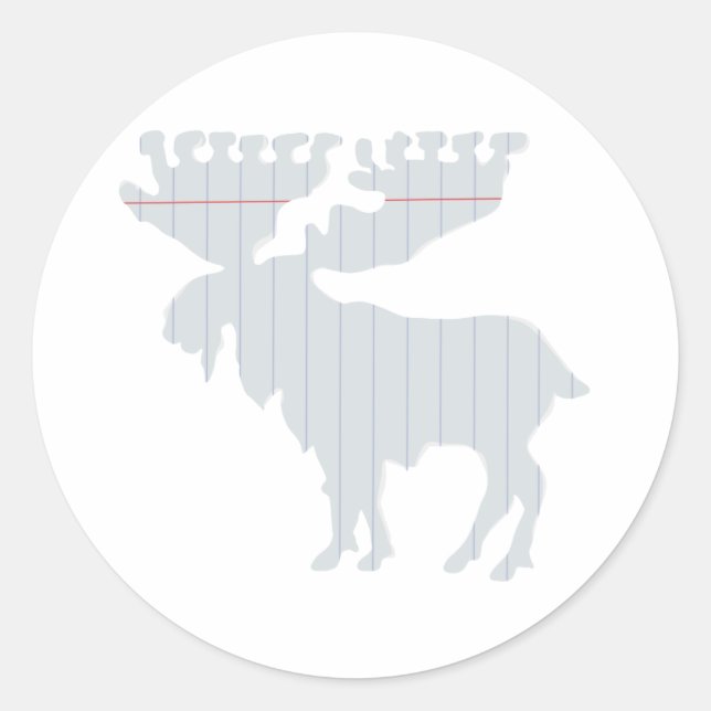 Moose in notebook page - Choose background colour Classic Round Sticker (Front)
