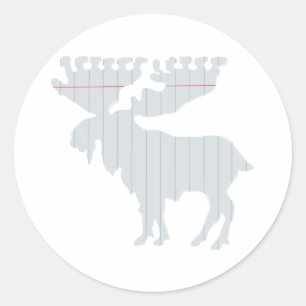 Moose in notebook page - Choose background colour Classic Round Sticker