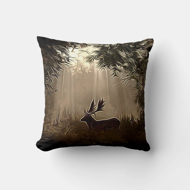 Moose in Shadows Throw Pillow (Front)