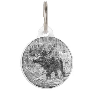 Moose in Snow Emblem Pet Tag