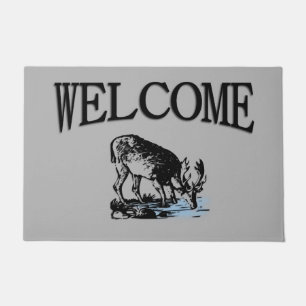 Moose in Stream Welcome Doormat