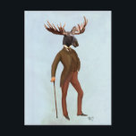 Moose In Suit Full 2 Postcard<br><div class="desc">Fashion & Figurative</div>