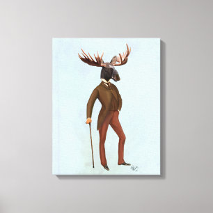Moose In Suit Full Canvas Print