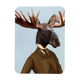 Moose In Suit Portrait Magnet