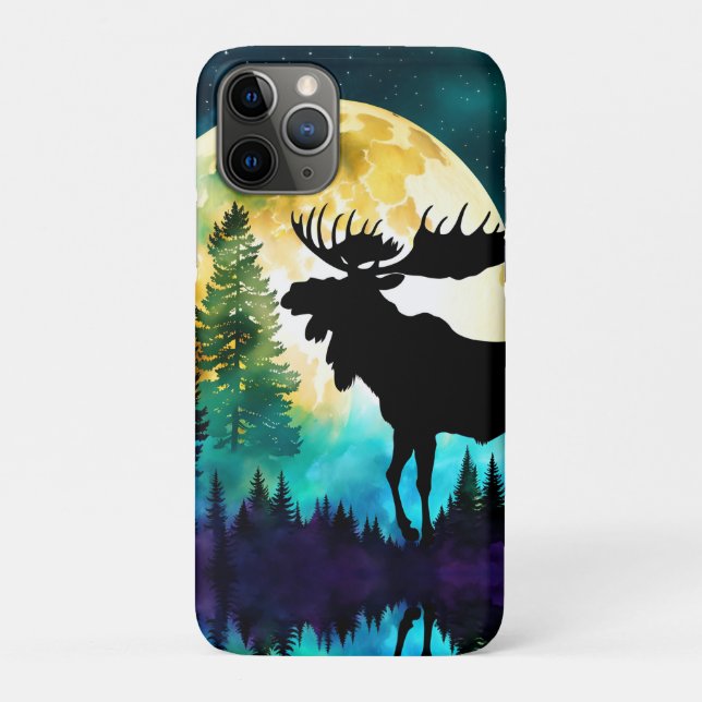 Moose in the forest Full moon  Case-Mate iPhone Case (Back)