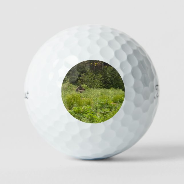 Moose in the Grass Golf Ball - AK Wildlife Design (Front)