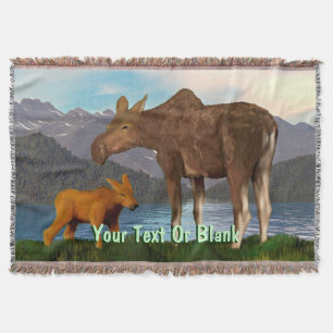 Moose in the Meadow Throw Blanket