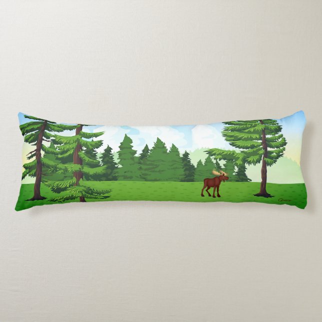Moose in Valley - Body Pillow (Front)