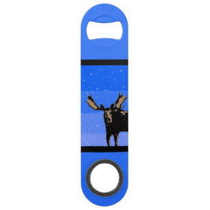 Moose in Winter - Original Wildlife Art Bar Key