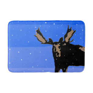 Moose in Winter - Original Wildlife Art Bath Mat