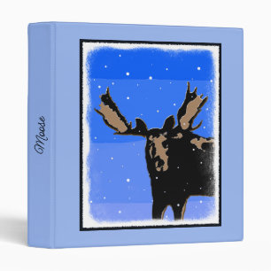 Moose in Winter - Original Wildlife Art Binder