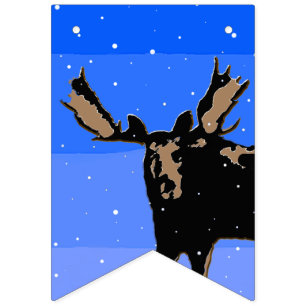 Moose in Winter - Original Wildlife Art Bunting Flags