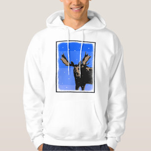 Moose in Winter - Original Wildlife Art Hoodie