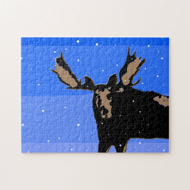 Moose in Winter  - Original Wildlife Art Jigsaw Puzzle (Horizontal)