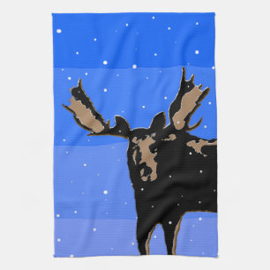 Moose in Winter  - Original Wildlife Art Kitchen Towel