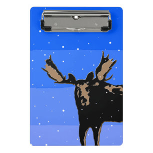 Moose in Winter - Original Wildlife Art Mini Clipboard