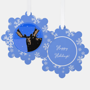 Moose in Winter - Original Wildlife Art Ornament Card