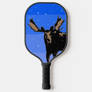 Moose in Winter - Original Wildlife Art Pickleball Paddle