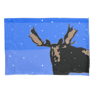 Moose in Winter  - Original Wildlife Art Pillowcase