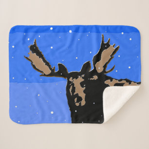 Moose in Winter - Original Wildlife Art Sherpa Blanket