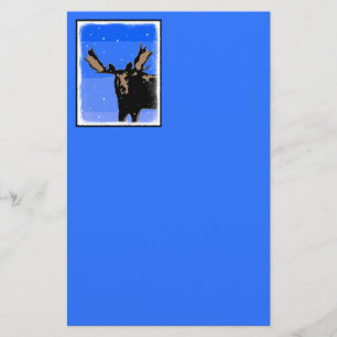 Moose in Winter  - Original Wildlife Art Stationery