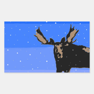 Moose in Winter  - Original Wildlife Art Sticker