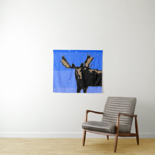 Moose in Winter  - Original Wildlife Art Tapestry
