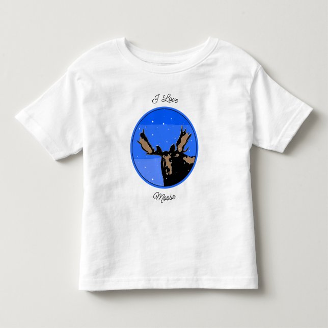 Moose in Winter  - Original Wildlife Art Toddler T-shirt (Front)