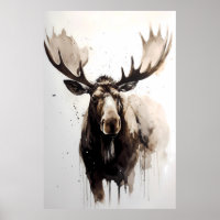 Moose Ink Painting