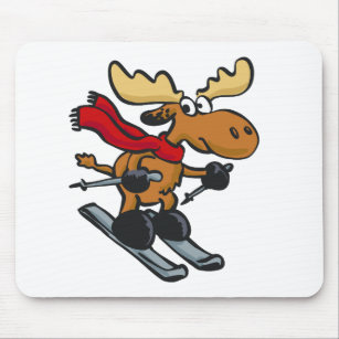 Moose is skating at winter   choose back color mouse pad