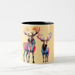 Moose is Waiting to Join a Herd Two-Tone Coffee Mug