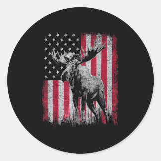 Moose Lover 4th Of July Patriotic Usa Independence Classic Round Sticker