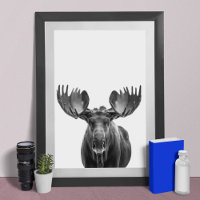 Moose Modern Portrait black white