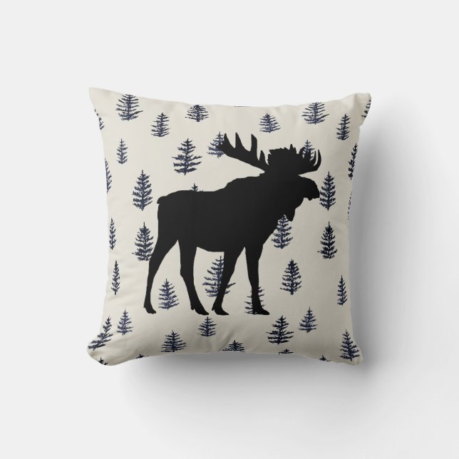 Moose Mountain Pine Tree Wilderness Throw Pillow (Front)