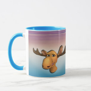 Moose Mug with blue purple sea