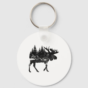 Moose Nature Alaska Hiking Fishing Camping Hunting Keychain