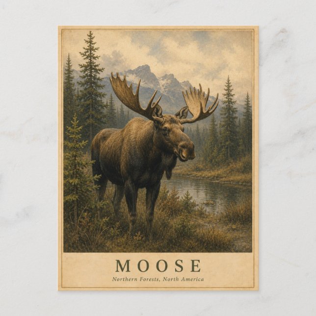Moose Northern Forests VINTAGE Postcard (Front)