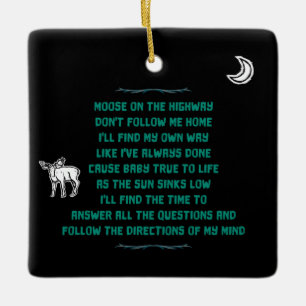 Moose on a Highway Lyrics Ornament
