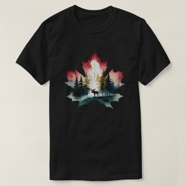 Moose on a Maple Leaf  T-Shirt (Design Front)