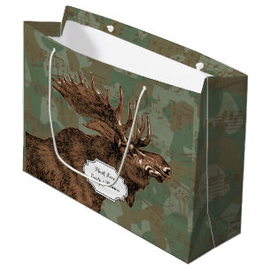 Moose on Camouflage Large Gift Bag
